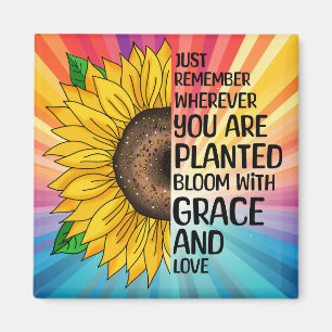 Inspirerend Quote en Hand getrokken Zonnebloem Magneet