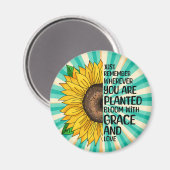 Inspirerend Quote en Hand getrokken Zonnebloem Magneet (Voorkant / Achterkant)