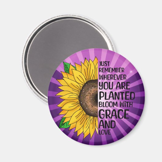 Inspirerend Quote en Hand getrokken Zonnebloem Magneet (Voorkant / Achterkant)