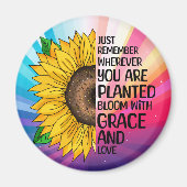Inspirerend Quote en Hand getrokken Zonnebloem Magneet (Voorkant)