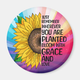 Inspirerend Quote en Hand getrokken Zonnebloem Magneet