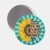 Inspirerend Quote en Hand getrokken Zonnebloem Magneet (Voorkant / Achterkant)
