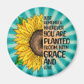 Inspirerend Quote en Hand getrokken Zonnebloem Magneet (Voorkant)