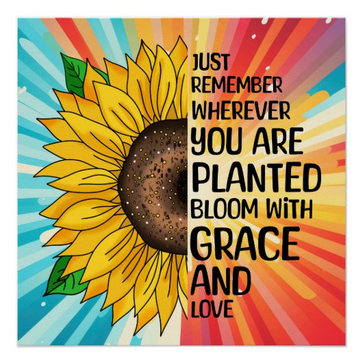 Inspirerend Quote en Hand getrokken Zonnebloem Perfect Poster (Voorkant)