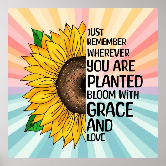Inspirerend Quote en Hand getrokken Zonnebloem Poster (Voorkant)