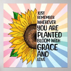 Inspirerend Quote en Hand getrokken Zonnebloem Poster