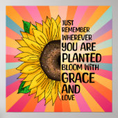 Inspirerend Quote en Hand getrokken Zonnebloem Poster (Voorkant)