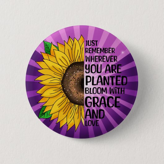 Inspirerend Quote en Hand getrokken Zonnebloem Ronde Button 5,7 Cm (Voorkant)
