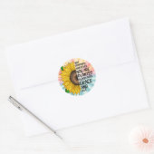 Inspirerend Quote en Hand getrokken Zonnebloem Ronde Sticker (Envelop)