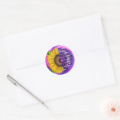Inspirerend Quote en Hand getrokken Zonnebloem Ronde Sticker (Envelop)