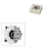 Inspirerend Quote en Hand getrokken Zonnebloem Rubberstempel (Gestempeld)