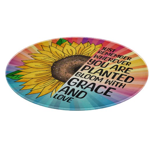 Inspirerend Quote en Hand getrokken Zonnebloem Snijplank (Hoek)