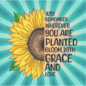 Inspirerend Quote en Hand getrokken Zonnebloem Sticker (Voorkant)