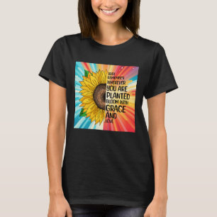 Inspirerend Quote en Hand getrokken Zonnebloem T-shirt