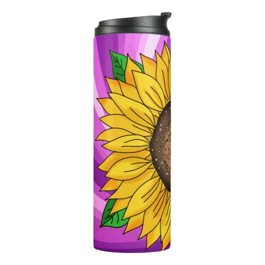 Inspirerend Quote en Hand getrokken Zonnebloem Thermosbeker (Gedraaid links)