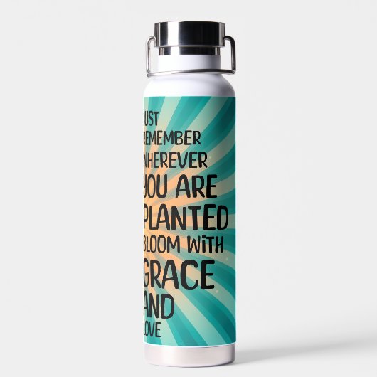 Inspirerend Quote en Hand getrokken Zonnebloem Waterfles (Achterkant)