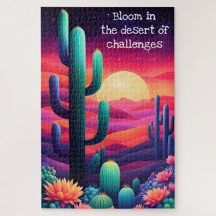 inspirerend quote, kleurrijk cactus landschap legpuzzel