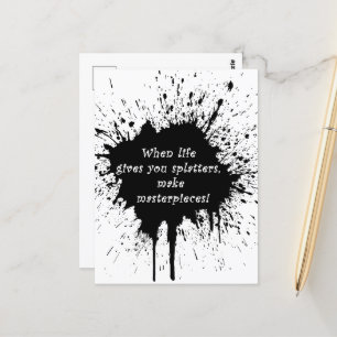 inspirerend quote Life Splatter verfcreativiteit Briefkaart