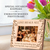 Inspirerend quote met liefde, geloof, vrede en hoo gegraveerde lijstjes