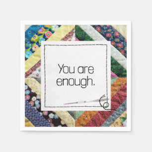 Inspirerend quote op een patchwork quilt servet