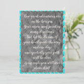 Inspirerend quote turquoise afstuderen kaarten (Staand voorkant)