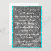 Inspirerend quote turquoise afstuderen kaarten (Voorkant / Achterkant)