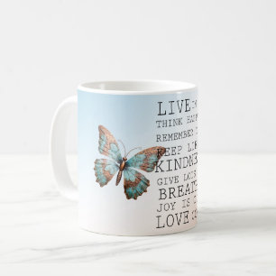 Inspirerend quotes Aqua Roos Gold Butterfly Koffiemok