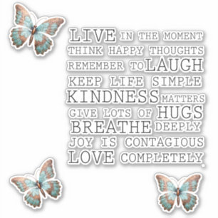 Inspirerend quotes Aqua Roos Gold Butterfly Sticker