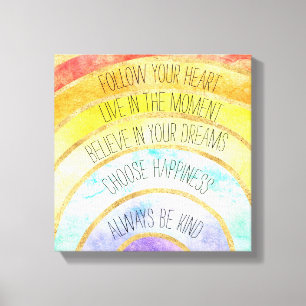 Inspirerend quotes Rainbow Canvas Afdruk