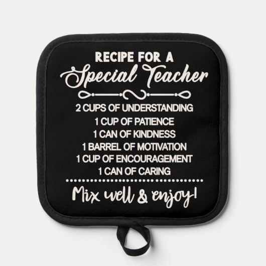 Inspirerend recept voor een speciale docent pannenlap (Voorkant)