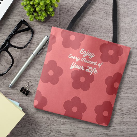 Inspirerend Retro Rode Bloemen Draagtas