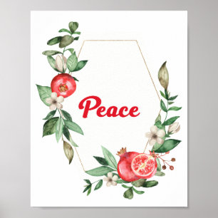 Inspirerend Roze Bloemen Granaatappel Peace Poster