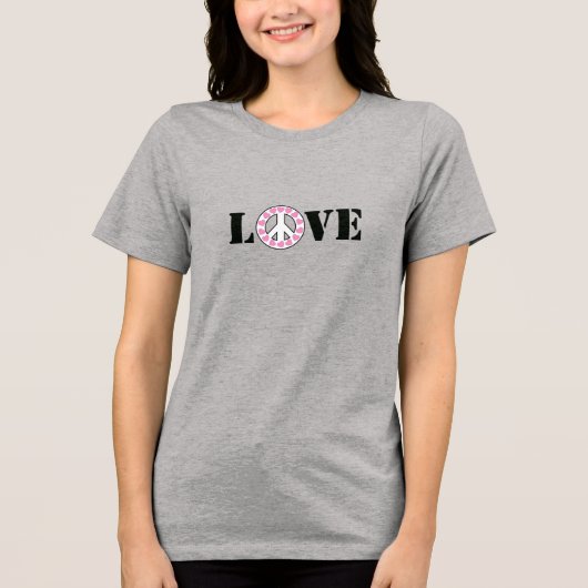 Inspirerend Roze Liefde Vredesharten Tri-Blend Shirt (Voorkant)