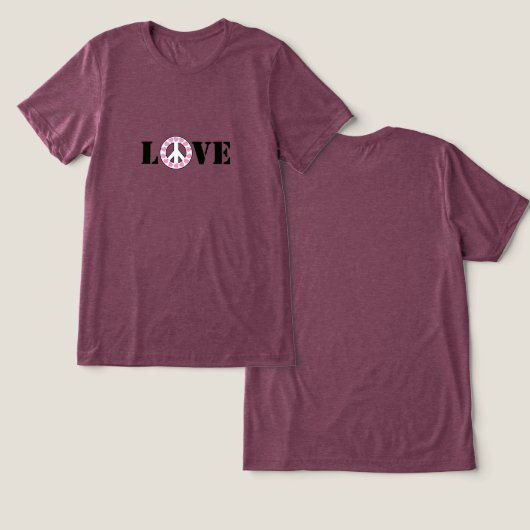 Inspirerend Roze Liefde Vredesharten Tri-Blend Shirt (Ontwerp Voorkant & Achterkant)