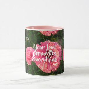 Inspirerend roze liefdescitaat Floral Flower Heart Mok