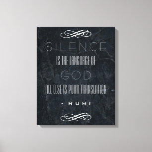 Inspirerend Rumi citaat op Silence and God Canvas Afdruk
