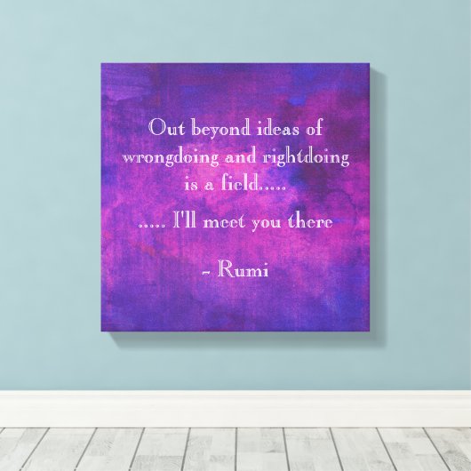 Inspirerend Rumi Quote over Paars Abstract Canvas Afdruk (Insitu (Houten vloer))