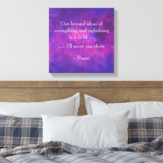 Inspirerend Rumi Quote over Paars Abstract Canvas Afdruk (Insitu (Slaapkamer))