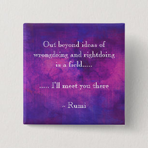 Inspirerend Rumi Quote over Paars Abstract Vierkante Button 5,1 Cm