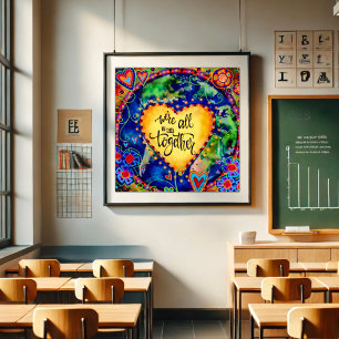Inspirerend samen aanmoedigen citaat hart poster