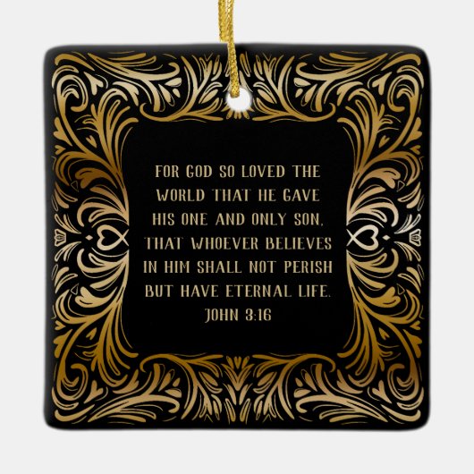 Inspirerend Schrift Johannes 3:16 Kerstgeschenk Keramisch Ornament (Voorkant)