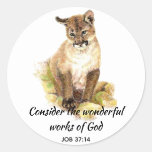 Inspirerend scriptcitaat Cougar Cat Art Ronde Sticker