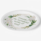 Inspirerend Scriptcitaat Witte Rozen Bloem Papieren Bordje (Gekanteld)