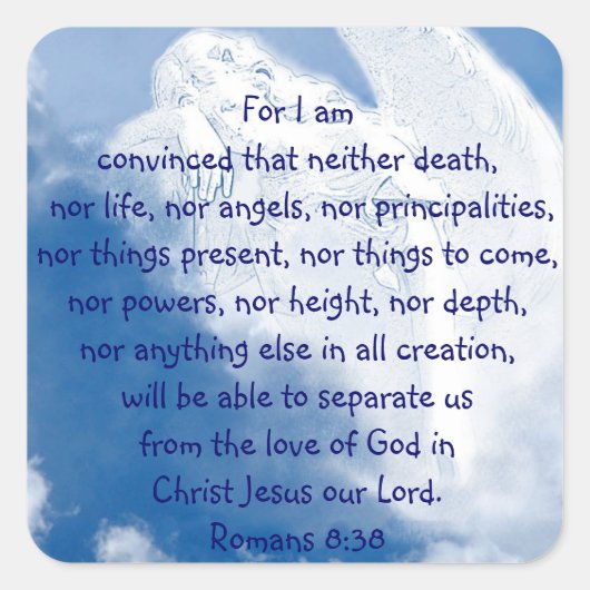 Inspirerend Scriptengel in wolken, Romeinen Vierkante Sticker (Voorkant)