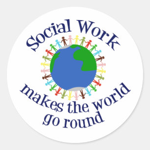 Inspirerend sociaal werkcitaat ronde sticker