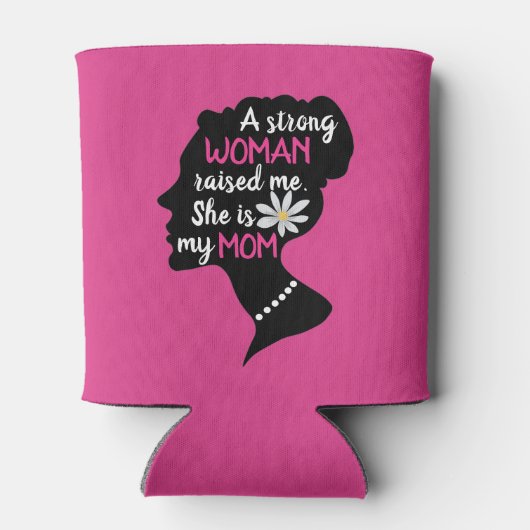 Inspirerend Sterke Vrouw Roze Moederdag Blikjeskoeler (Achterkant)