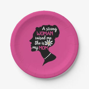 Inspirerend Sterke Vrouw Roze Moederdag Papieren Bordje
