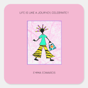 Inspirerend, trendy en elegante vrouw vierkante sticker