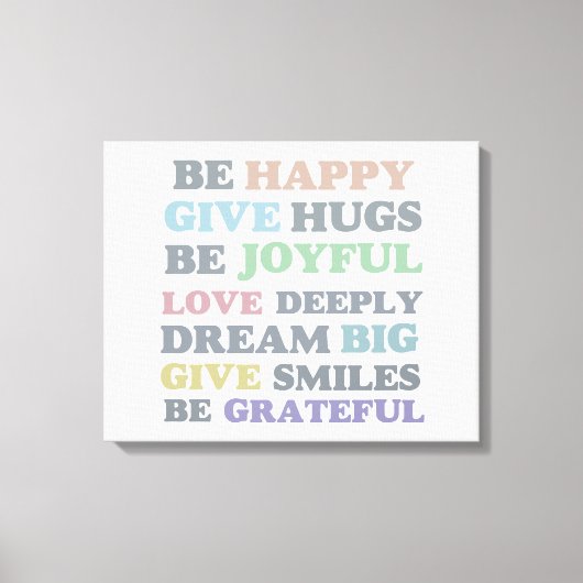 Inspirerend typografie Wees blij Canvas Afdruk (Voorkant)