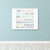 Inspirerend typografie Wees blij Canvas Afdruk (Insitu (Houten vloer))
